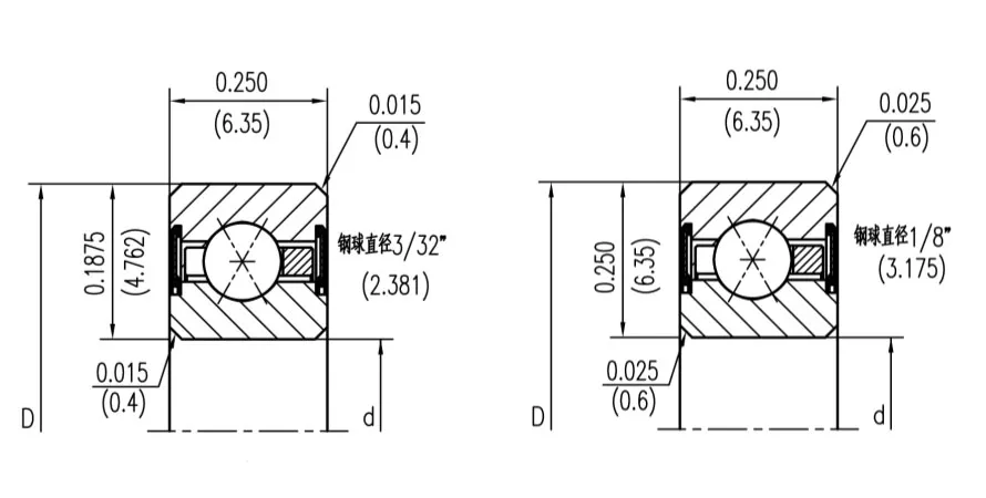 密封薄壁軸承X型圖紙